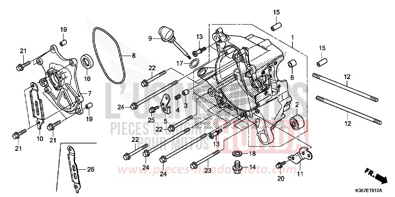 RIGHT CRANKCASE for PCX 125 PEARL SIENA RED (R320) from 2015